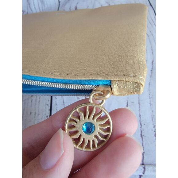 ipsy makeup bag Stay Golden Gold And Teal With Sunburst Closure - Picture 5 of 6